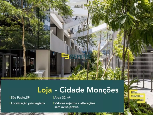 Loja no Centenário Complexo Corporativo para alugar em SP, excelente localização. O estabelecimento comercial conta com área de 32 m².