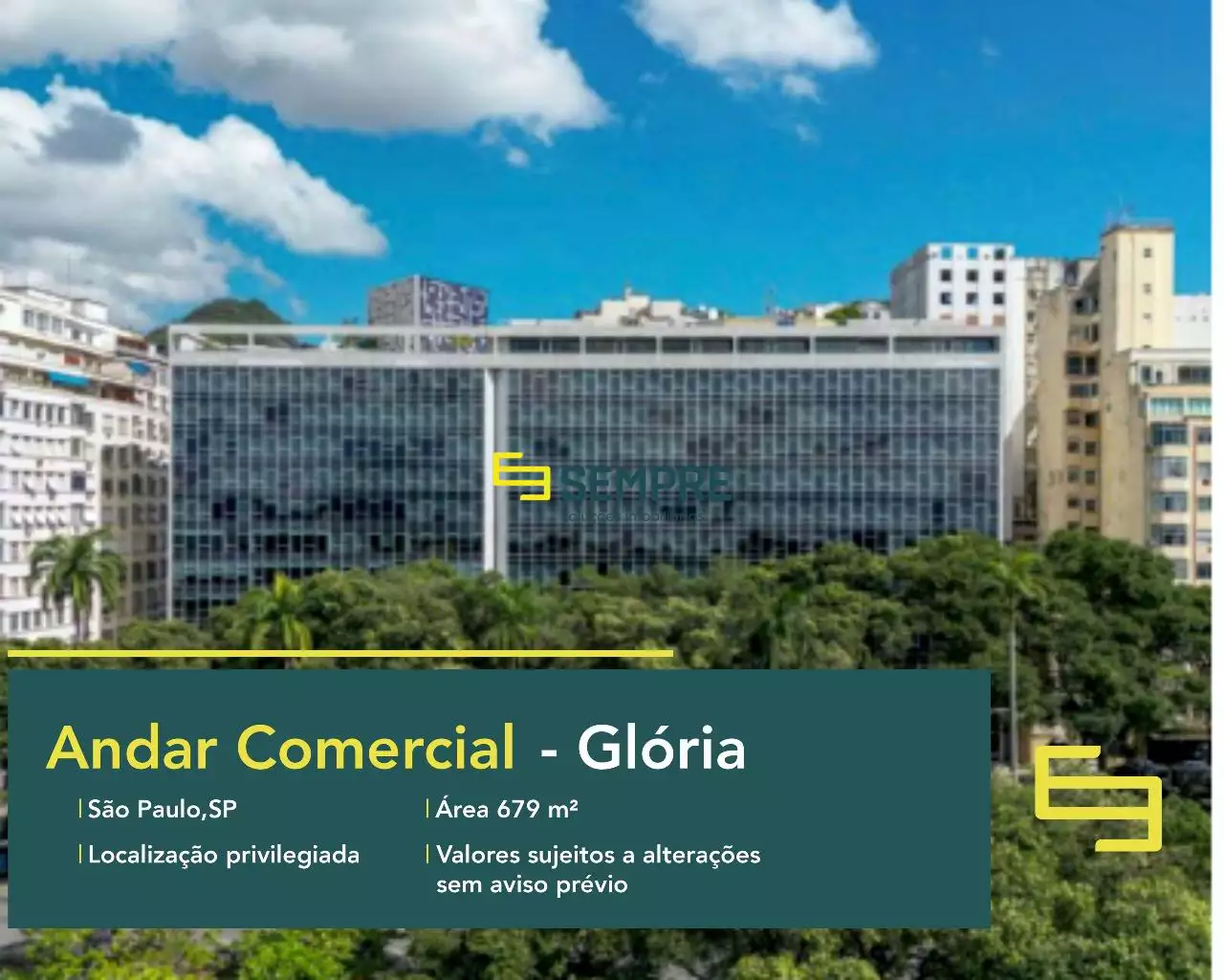 Laje corporativa no Edifício Manchete para alugar no RJ. O estabelecimento comercial conta com área de 679,32 m².