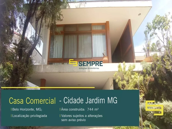 Casa comercial para venda no Cidade Jardim em BH 