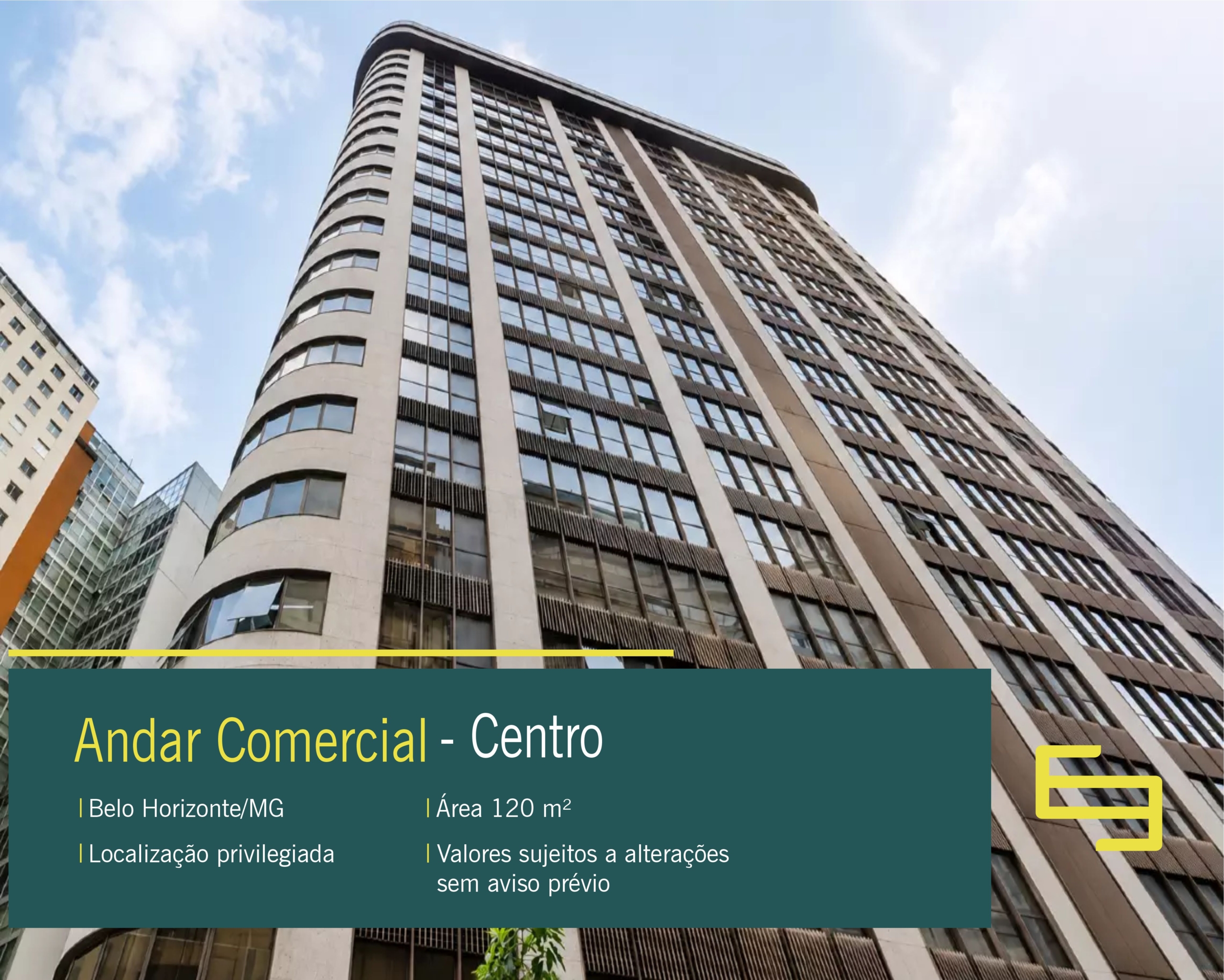 Sala Comercial à venda no Centro com 120 m², piso em mármore, armários planejados, vaga de garagem e localização privilegiada no Edifício Mirafiori.