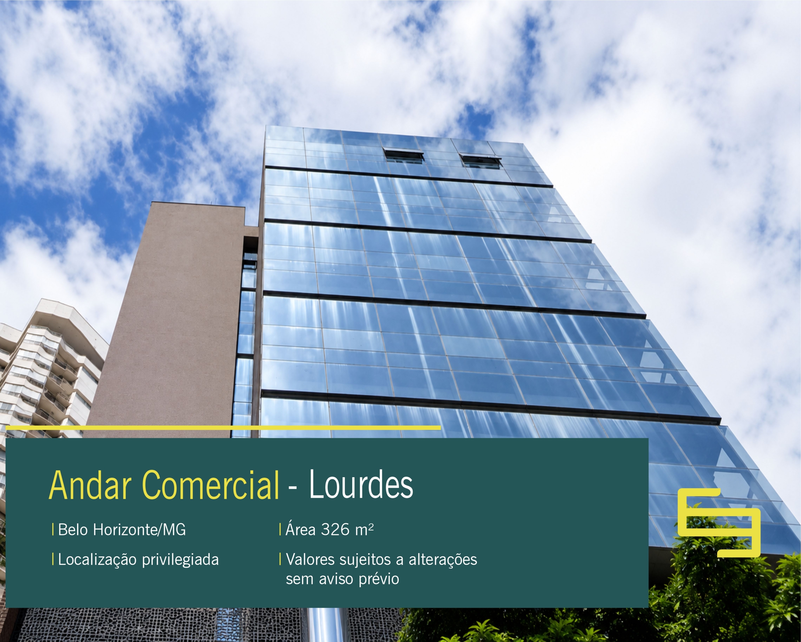 Andar Comercial à Venda no Lourdes com 326 m², 7 vagas de garagem, pé-direito duplo e localização privilegiada em BH.