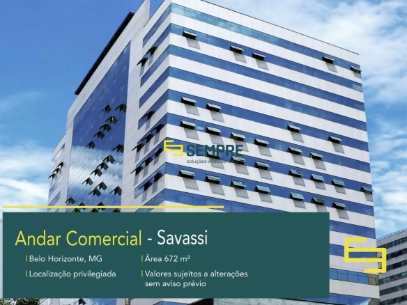 Andar corporativo para alugar na Savassi em Belo Horizonte