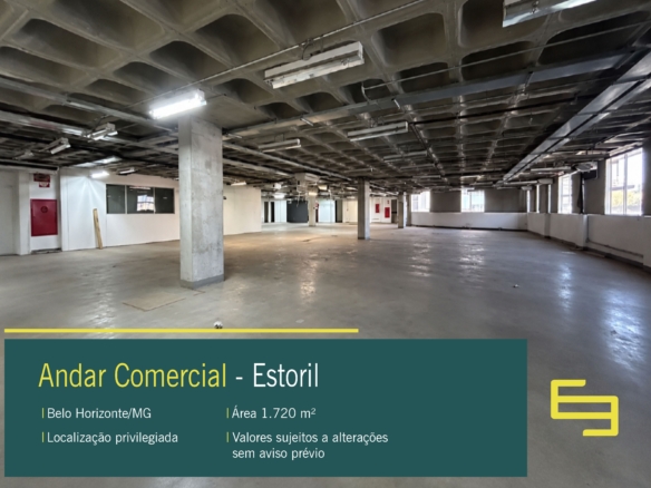Andar para alugar no Bairro Estoril, em Belo Horizonte. Excelente localização, estrutura moderna e espaço ideal para instalar sua empresa.