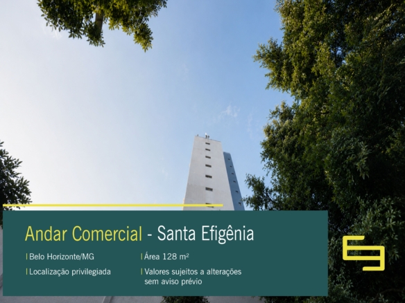 Andar para alugar no Santa Efigênia com área de 135m², próximo à Praça Floriano Peixoto e a avenida Churchil. Fale conosco!