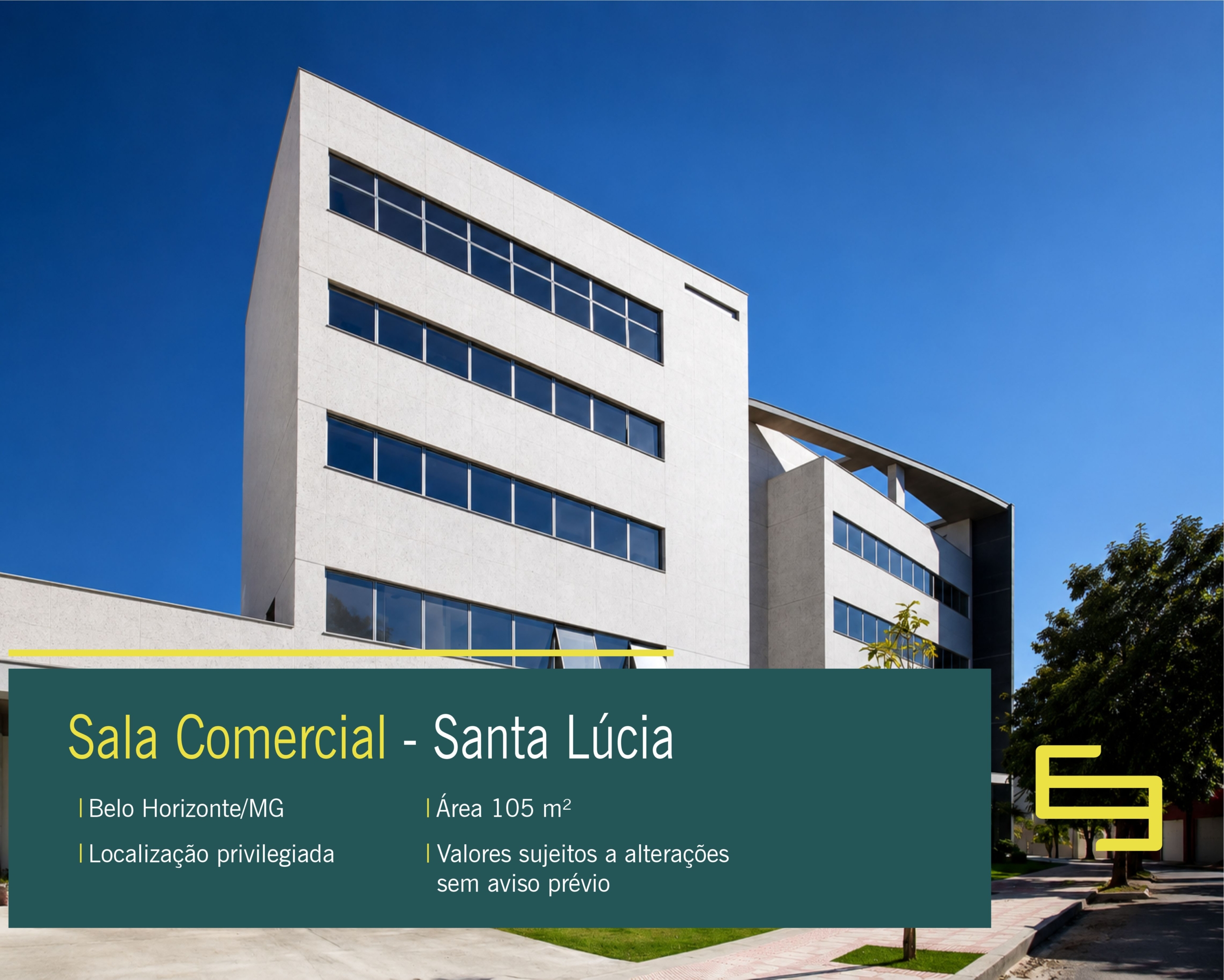 Sala para alugar no Santa Lúcia de 105 m² no Edifício Hidra, em localização privilegiada próximo à Praça das Constelações.