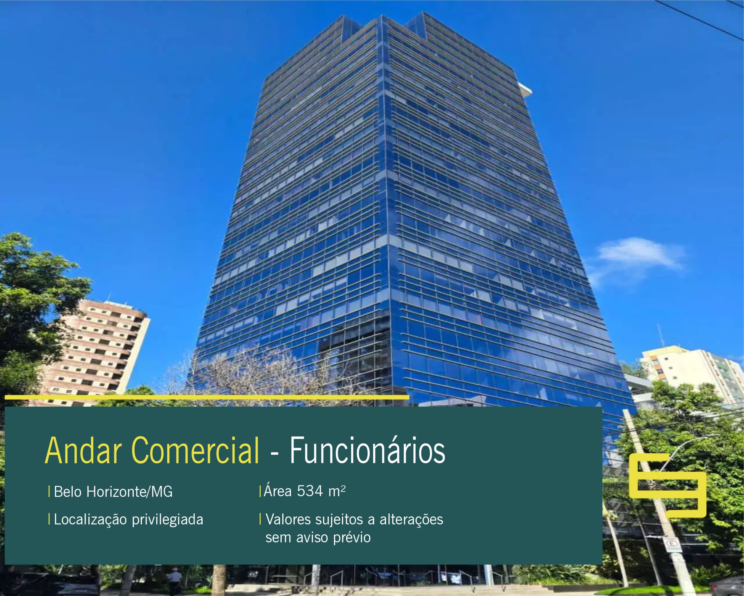 Andar corporativo para alugar no bairro Funcionários. Espaços modernos, bem localizados e ideais para empresas que buscam estrutura