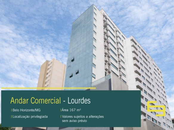 Andar Comercial à venda no bairro de Lourdes, em localização privilegiada e de fácil acesso. O imóvel conta com excelente padrão.