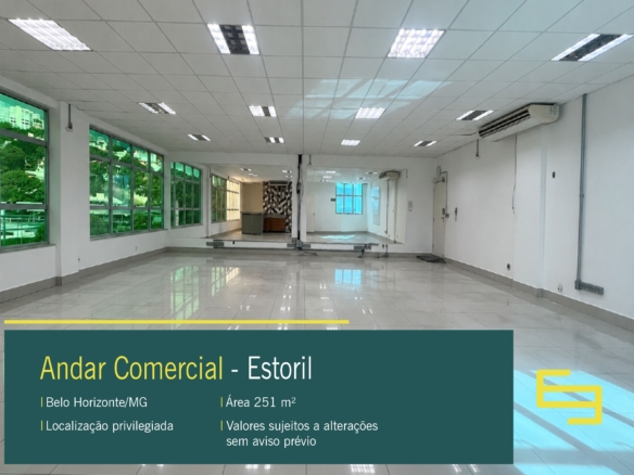Andar comercial para alugar no Estoril com amplo espaço, piso em porcelanato, ótima iluminação e localização estratégica para empresas.