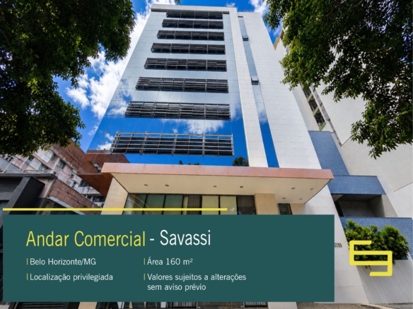 Andar para alugar na Savassi em localização estratégica. Ideal para escritórios, clínicas e empresas em Belo Horizonte.