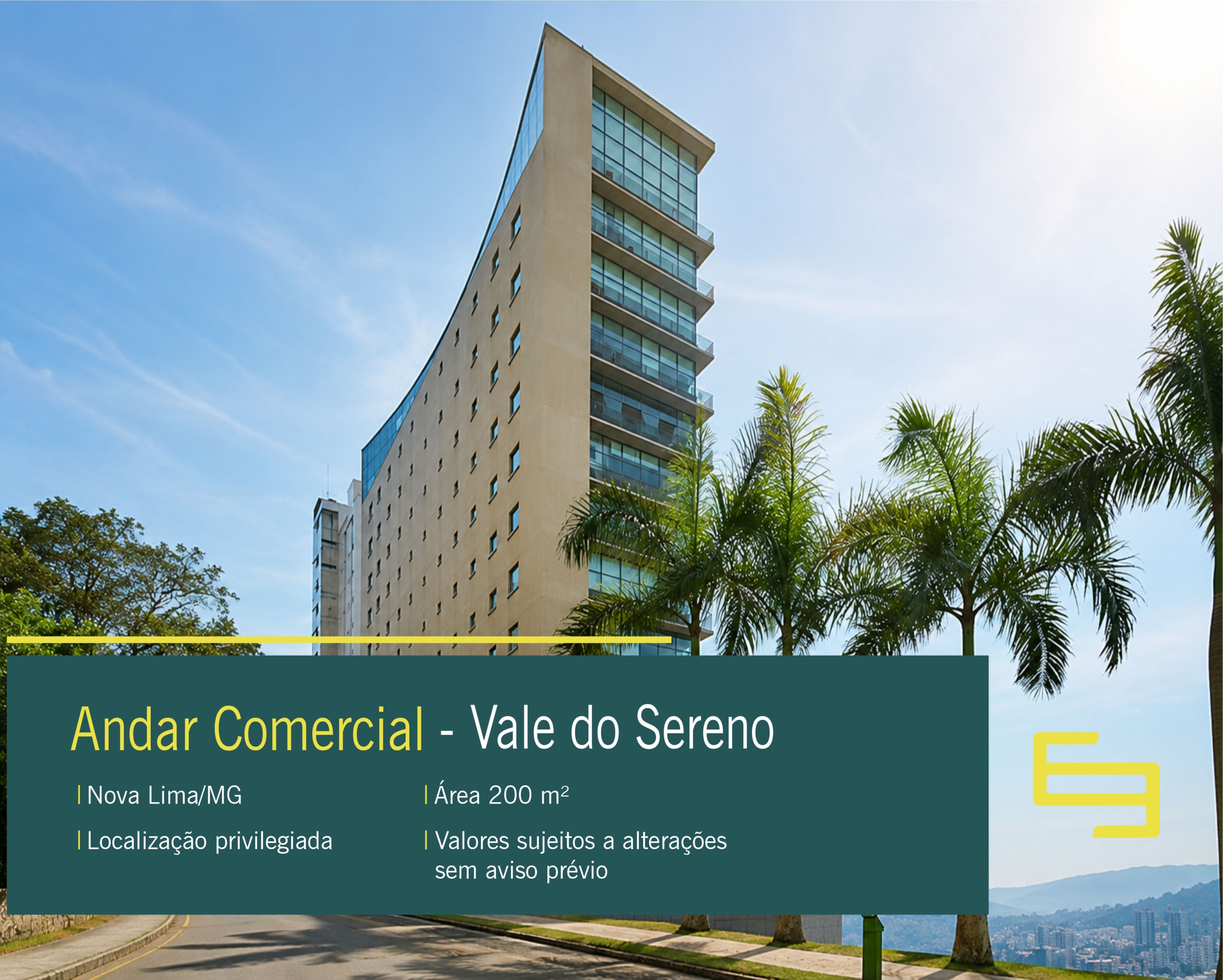 Andar à venda no Vale do Sereno, em Nova Lima, com localização privilegiada, fácil acesso e excelente estrutura para empresas e escritórios.